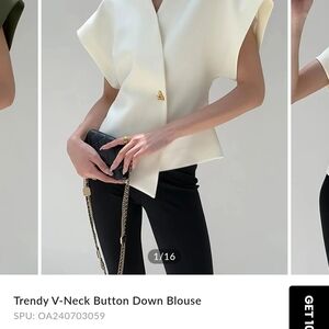 Chic White V-Neck Button Blouse